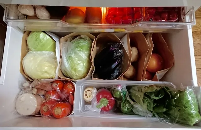 野菜いっぱいの冷蔵庫